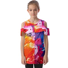 Colorful-100 Fold Over Open Sleeve Top by nateshop