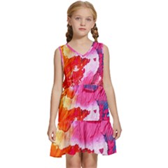 Colorful-100 Kids  Sleeveless Tiered Mini Dress by nateshop