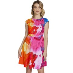 Colorful-100 Cap Sleeve High Waist Dress by nateshop