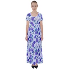 Violet-01 High Waist Short Sleeve Maxi Dress by nateshop