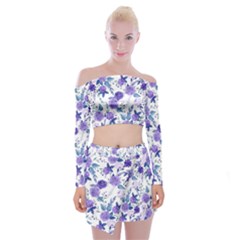 Violet-01 Off Shoulder Top With Mini Skirt Set by nateshop