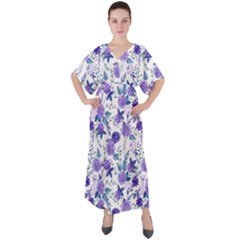 Violet-01 V-neck Boho Style Maxi Dress by nateshop