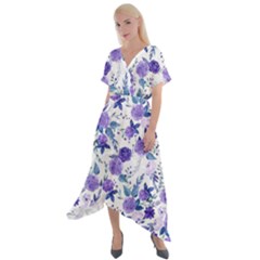 Violet-01 Cross Front Sharkbite Hem Maxi Dress by nateshop