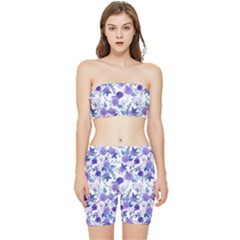 Violet-01 Stretch Shorts And Tube Top Set by nateshop