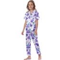 Violet-01 Kids  Satin Short Sleeve Pajamas Set View1