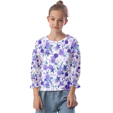 Violet-01 Kids  Cuff Sleeve Top by nateshop