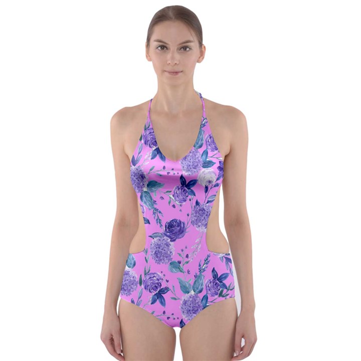 Violet-02 Cut-Out One Piece Swimsuit