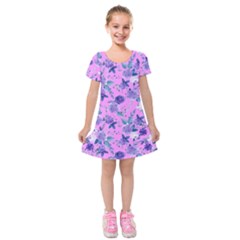 Violet-02 Kids  Short Sleeve Velvet Dress by nateshop