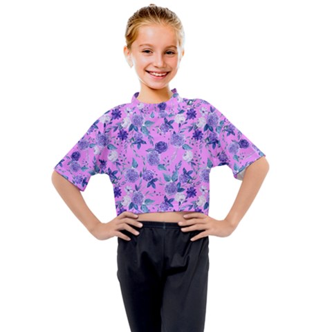 Violet-02 Kids Mock Neck T-shirt by nateshop