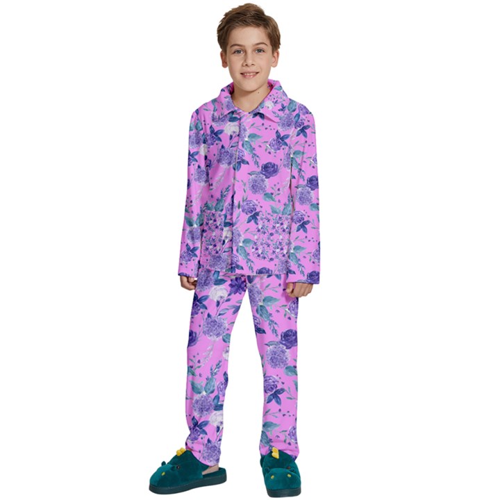 Violet-02 Kids  Long Sleeve Velvet Pajamas Set