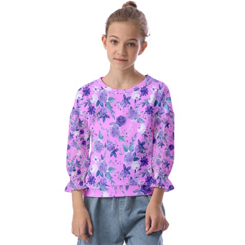 Violet-02 Kids  Cuff Sleeve Top by nateshop