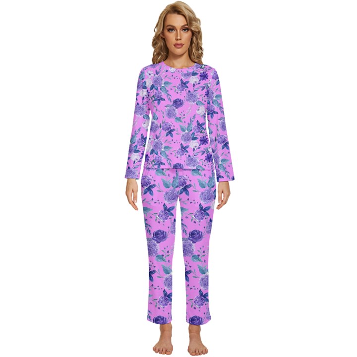 Violet-02 Womens  Long Sleeve Lightweight Pajamas Set