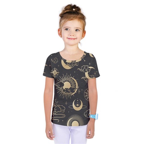 Asian Seamless Pattern With Clouds Moon Sun Stars Vector Collection Oriental Chinese Japanese Korean Kids  One Piece T-shirt by pakminggu