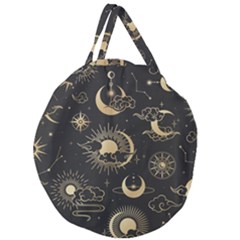 Asian Seamless Pattern With Clouds Moon Sun Stars Vector Collection Oriental Chinese Japanese Korean Giant Round Zipper Tote