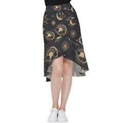 Asian Seamless Pattern With Clouds Moon Sun Stars Vector Collection Oriental Chinese Japanese Korean Frill Hi Low Chiffon Skirt by pakminggu