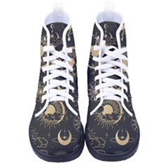 Asian Seamless Pattern With Clouds Moon Sun Stars Vector Collection Oriental Chinese Japanese Korean Men s High-top Canvas Sneakers by pakminggu