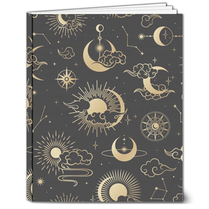 Asian Seamless Pattern With Clouds Moon Sun Stars Vector Collection Oriental Chinese Japanese Korean 8  x 10  Softcover Notebook