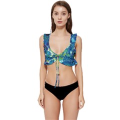 Painting-01 Low Cut Ruffle Edge Bikini Top by nateshop