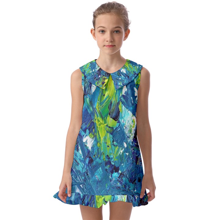 Painting-01 Kids  Pilgrim Collar Ruffle Hem Dress