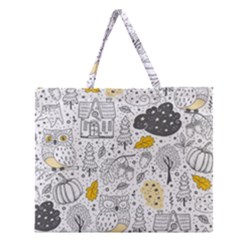 Doodle Seamless Pattern With Autumn Elements Zipper Large Tote Bag by pakminggu