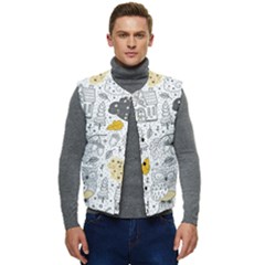 Doodle Seamless Pattern With Autumn Elements Men s Button Up Puffer Vest	 by pakminggu