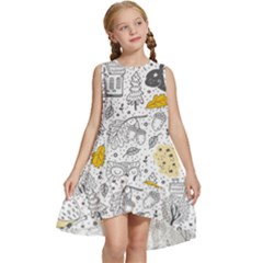 Doodle Seamless Pattern With Autumn Elements Kids  Frill Swing Dress by pakminggu