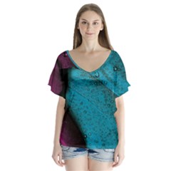 Plumage V-neck Flutter Sleeve Top by nateshop