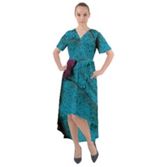 Plumage Front Wrap High Low Dress