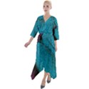 Plumage Quarter Sleeve Wrap Front Maxi Dress View1