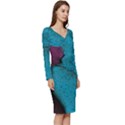 Plumage Long Sleeve V-Neck Bodycon Dress  View3