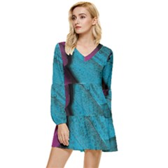 Plumage Tiered Long Sleeve Mini Dress by nateshop