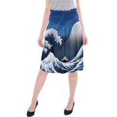 The Great Wave Off Kanagawa Midi Beach Skirt by pakminggu