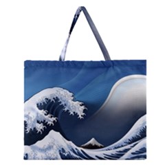 The Great Wave Off Kanagawa Zipper Large Tote Bag by pakminggu