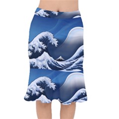 The Great Wave Off Kanagawa Short Mermaid Skirt by pakminggu