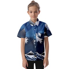 The Great Wave Off Kanagawa Kids  Short Sleeve Shirt by pakminggu