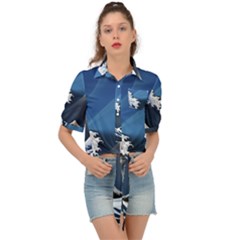 The Great Wave Off Kanagawa Tie Front Shirt  by pakminggu