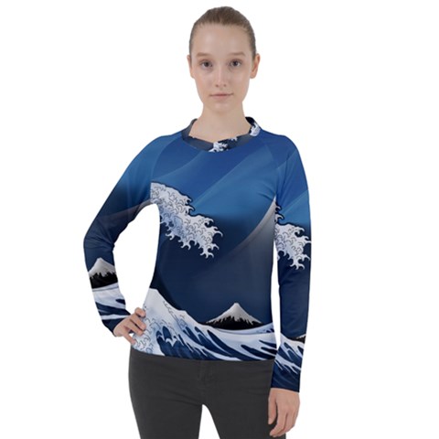 The Great Wave Off Kanagawa Women s Pique Long Sleeve T-shirt by pakminggu