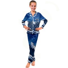 The Great Wave Off Kanagawa Kids  Satin Long Sleeve Pajamas Set by pakminggu