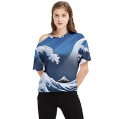 The Great Wave Off Kanagawa One Shoulder Cut Out T-shirt by pakminggu