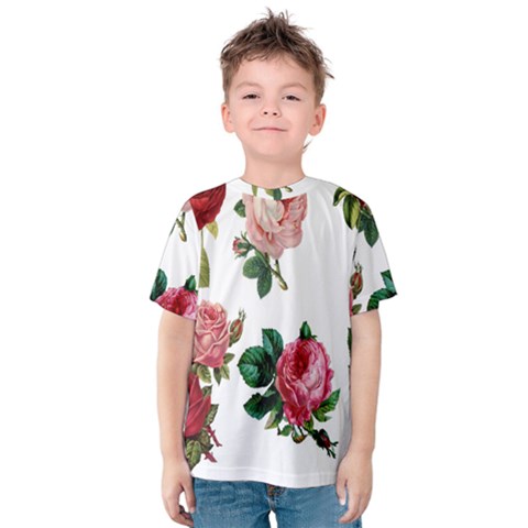 Roses-white Kids  Cotton T-shirt by nateshop