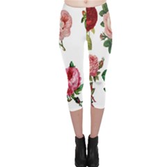 Roses-white Capri Leggings  by nateshop