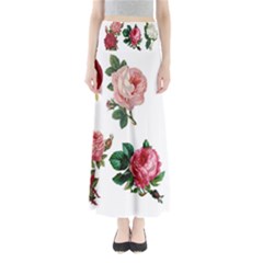 Roses-white Full Length Maxi Skirt by nateshop