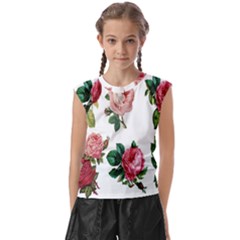 Roses-white Kids  Raglan Cap Sleeve T-shirt by nateshop