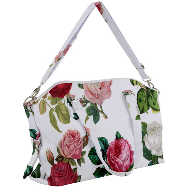 Roses-white Canvas Crossbody Bag