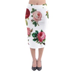 Roses-white Midi Pencil Skirt by nateshop