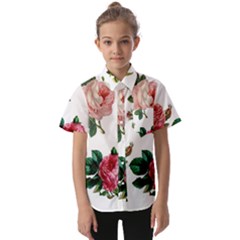 Roses-white Kids  Short Sleeve Shirt by nateshop