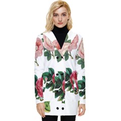 Roses-white Button Up Hooded Coat  by nateshop