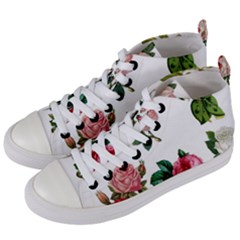 Roses-white Women s Mid-top Canvas Sneakers by nateshop