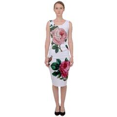 Roses-white Sleeveless Pencil Dress by nateshop