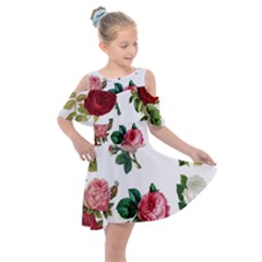 Roses-white Kids  Shoulder Cutout Chiffon Dress by nateshop